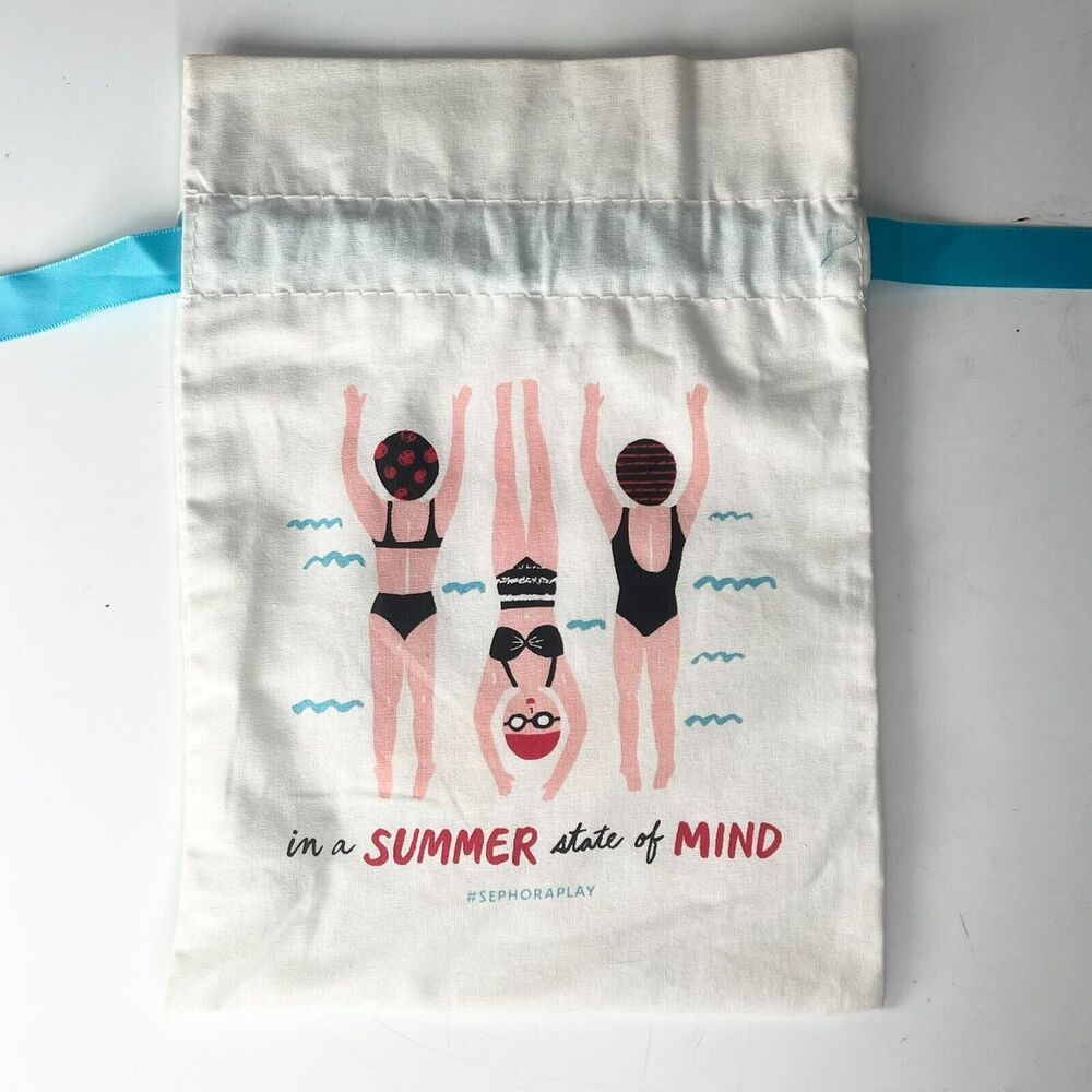 Sephora Summer State of Mind Drawstring Cloth MakeUp Delicates Travel Bag New
